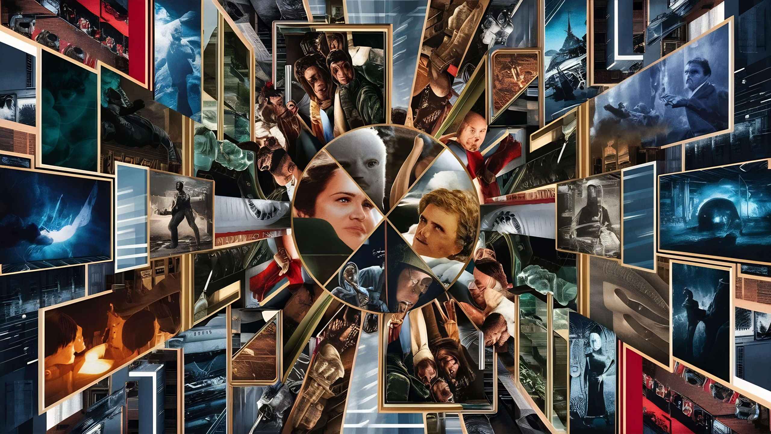 Verschiedene Filme auf Bildschirmen